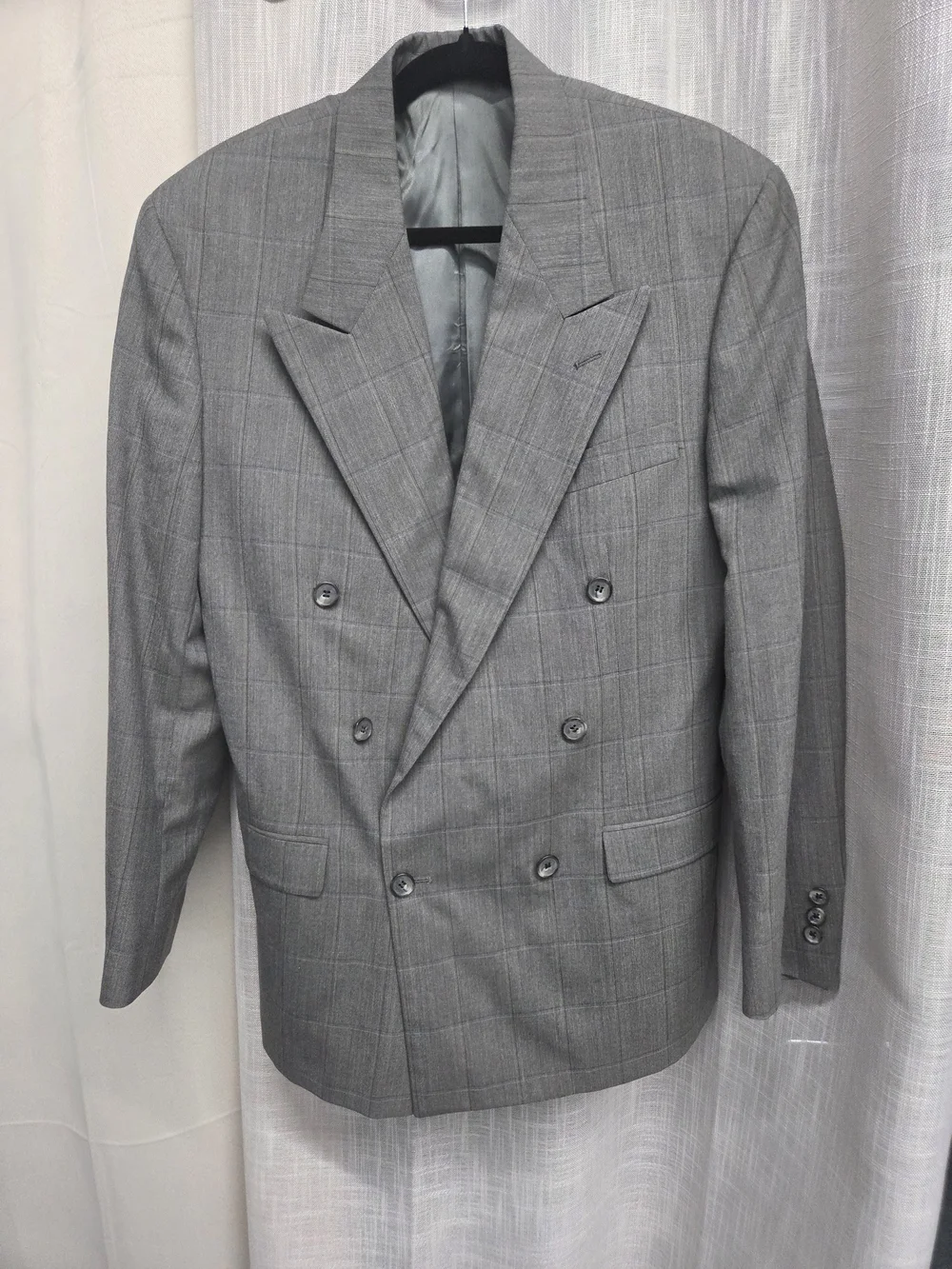 TALLIA Double-Breasted Windowpane Vintage Corporate Old-Hollywood Polish